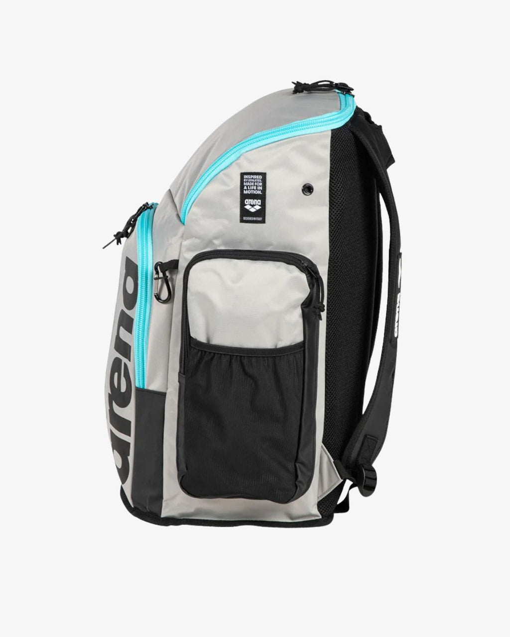MOCHILA ARENA SPIKY 45 LITRO GRIS CON CIERRES  CELESTE