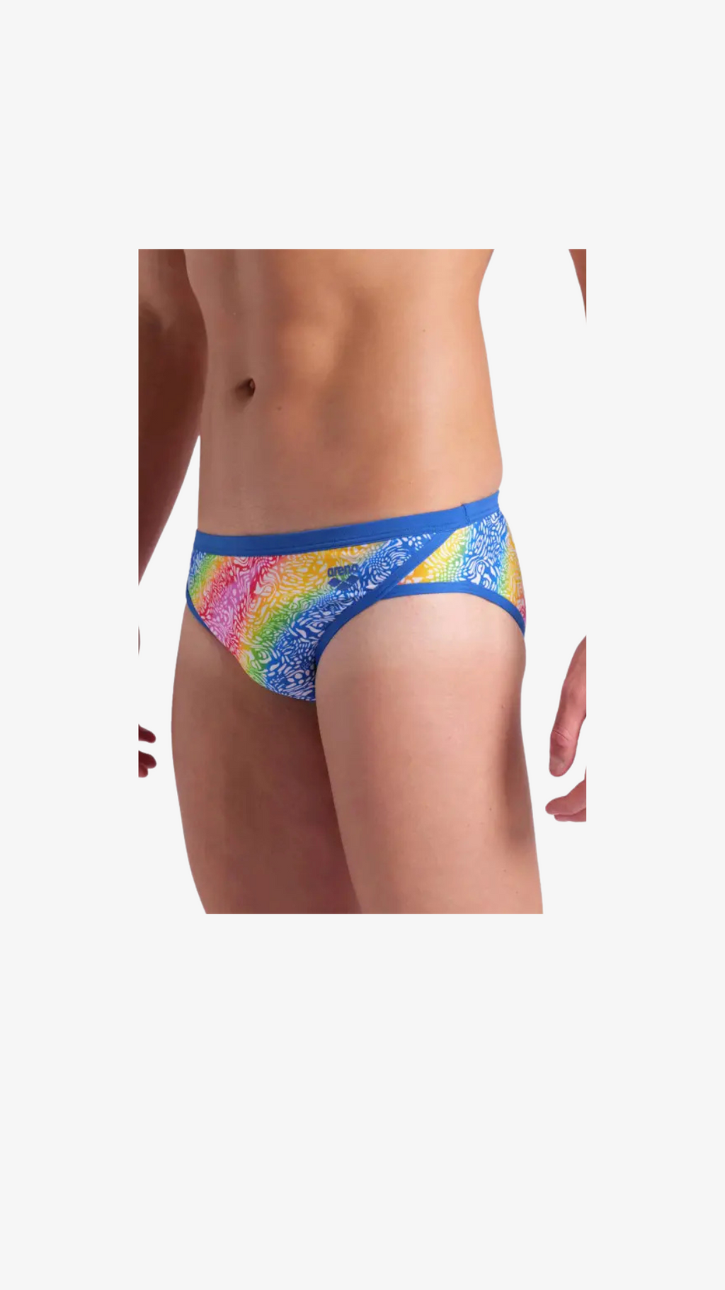 MENS ARENA SWIM BRIEF PRINTED  ROYAL WHITE MULTI